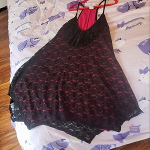 Lily White Black Lace w/ hot pink dress sz small